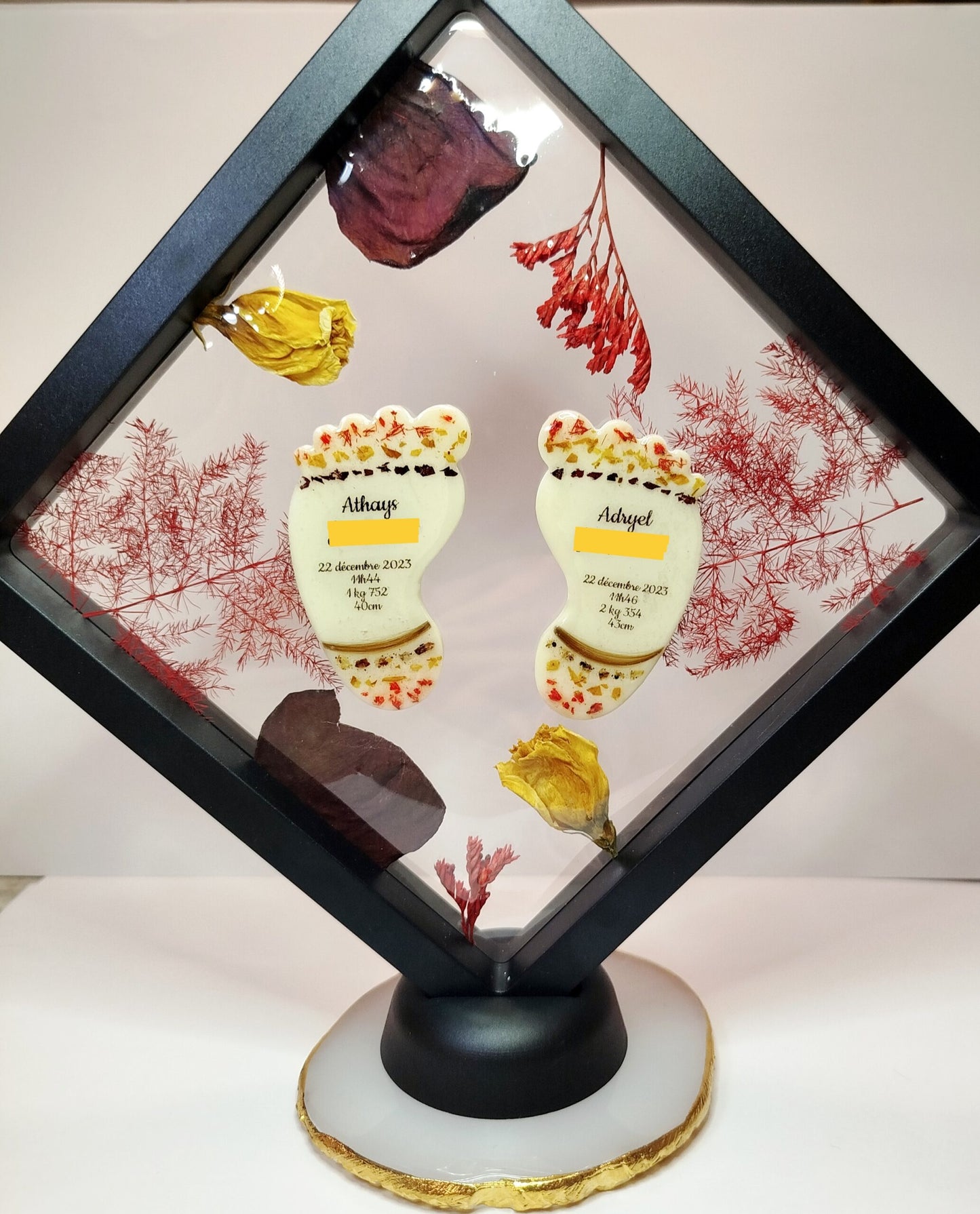 Cadre 2 Pieds - Lait maternel et/ou mèche de cheveux