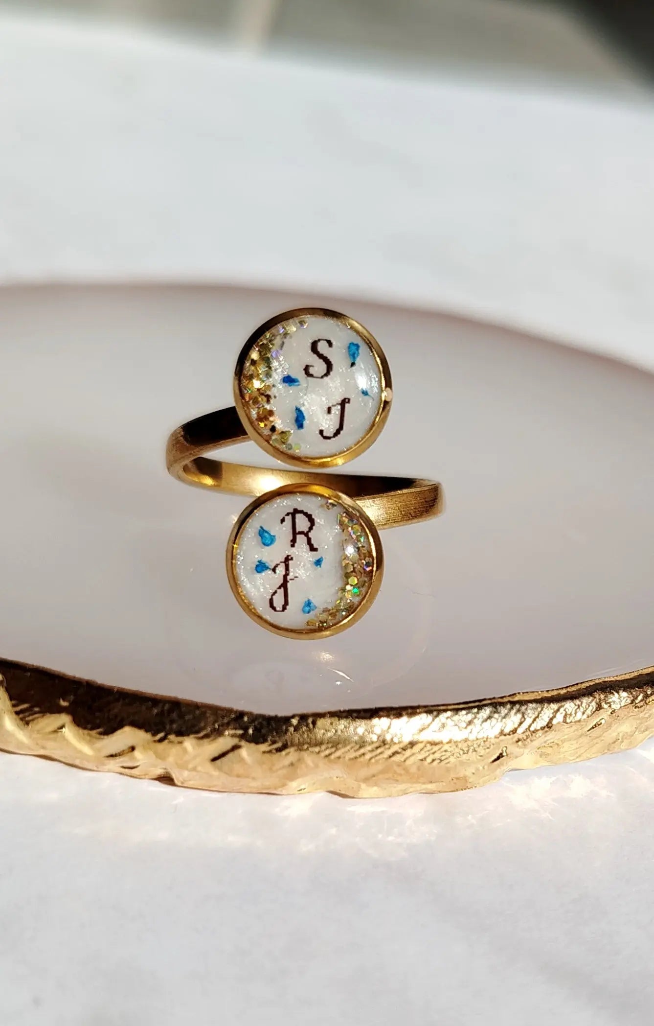 Bague double - Lait maternel et/ou mèche de cheveux