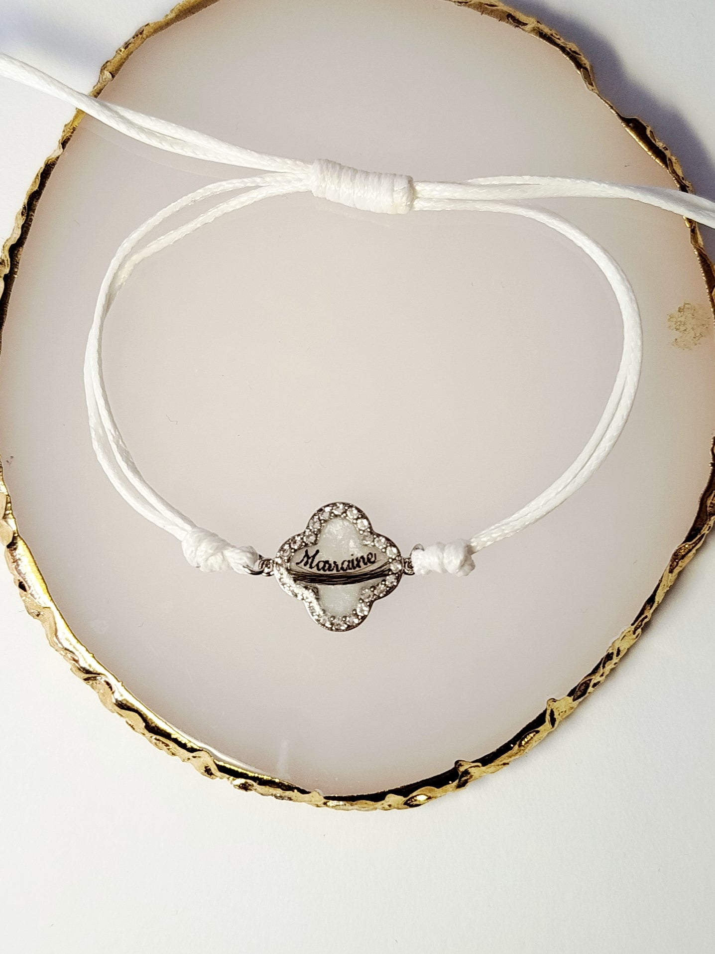 Bracelet trèfle cordon - Lait maternel et/ou mèche de cheveux