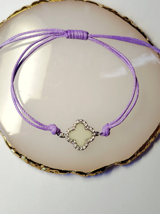 Bracelet trèfle cordon - Lait maternel et/ou mèche de cheveux