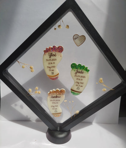 Cadre 3 Pieds - Lait Maternel et/ou Mèche de Cheveux