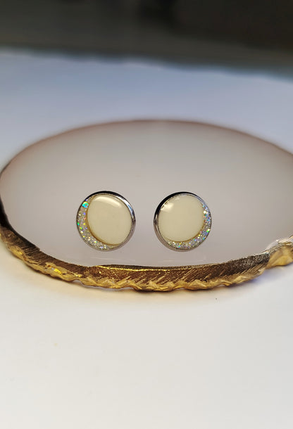 Boucles d'oreilles rondes - Lait maternel Et/ou Mèche de Cheveux