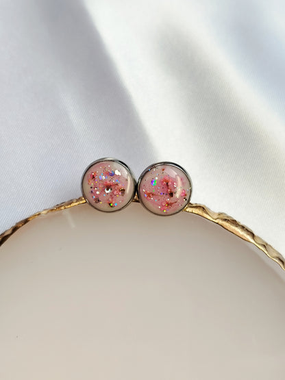 Boucles d'oreilles rondes - Lait maternel Et/ou Mèche de Cheveux