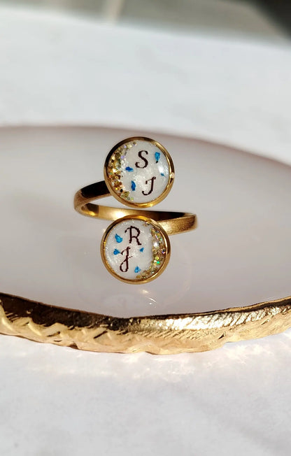 Bague double - Lait maternel et/ou mèche de cheveux