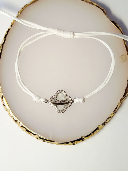 Bracelet trèfle cordon - Lait maternel et/ou mèche de cheveux
