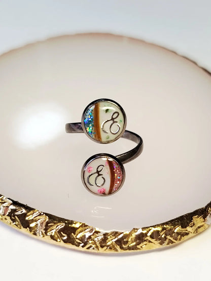 Bague double - Lait maternel et/ou mèche de cheveux