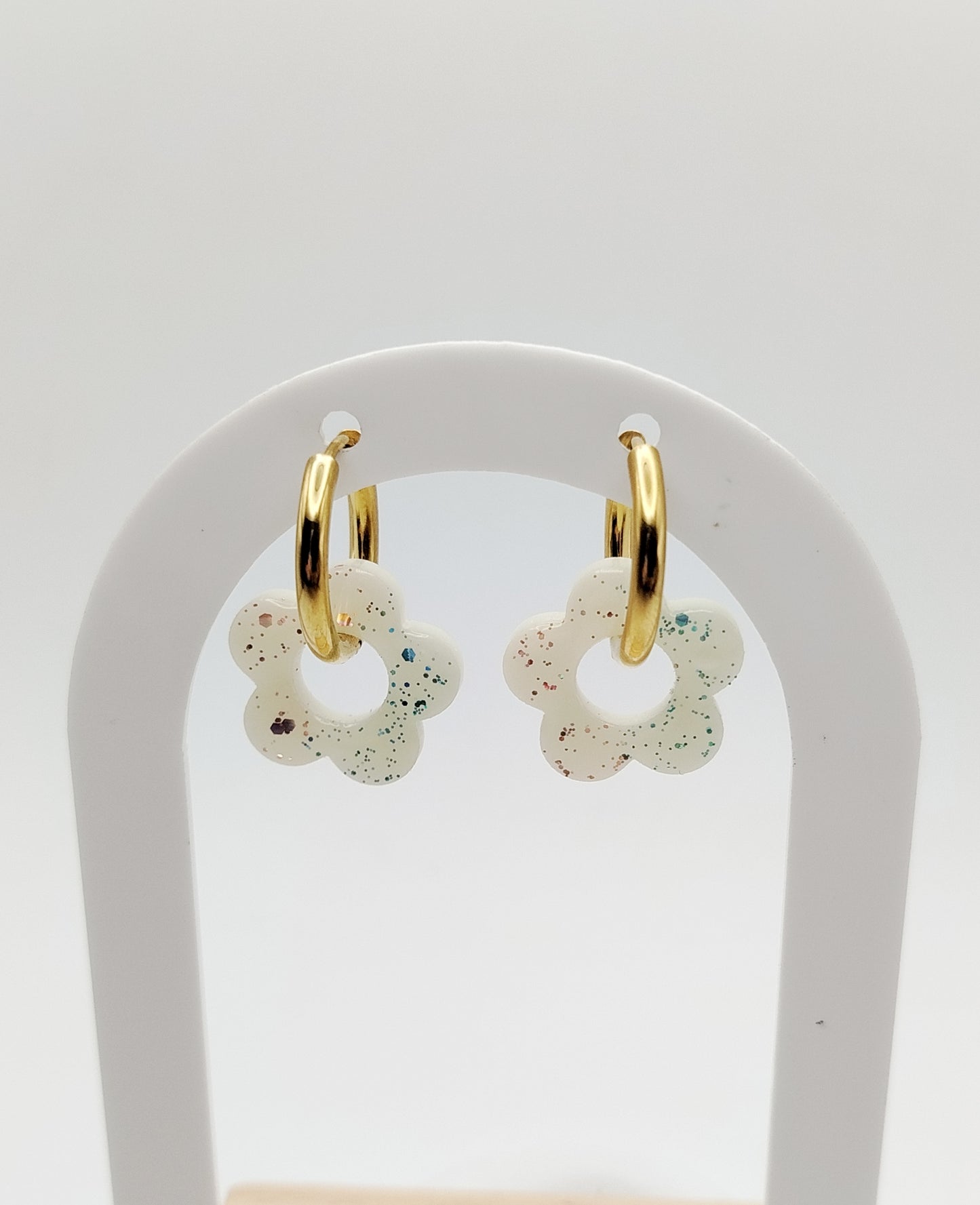 Créoles fleurs interchangeables - Bijoux au lait maternel