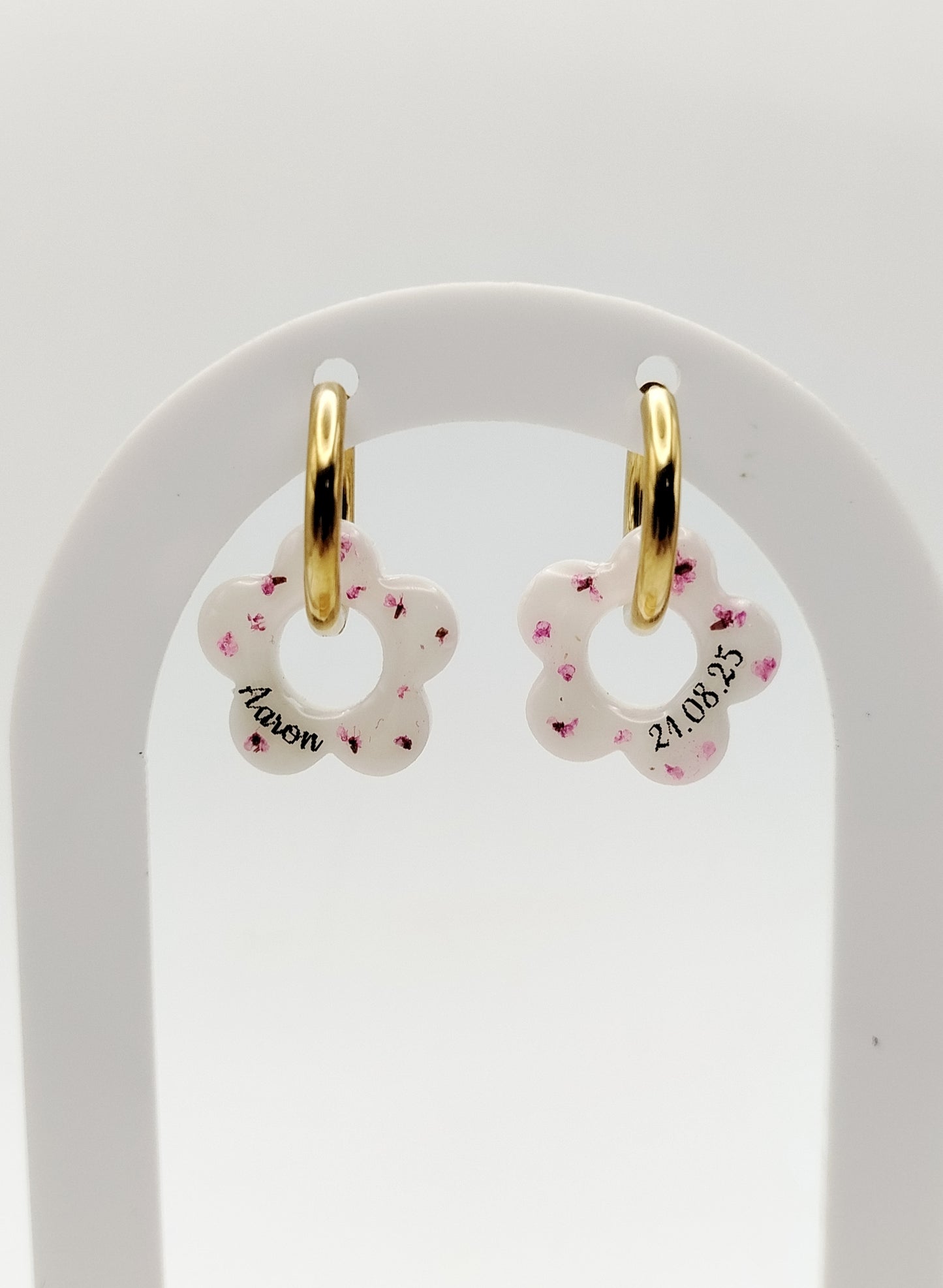 Créoles fleurs interchangeables - Bijoux au lait maternel