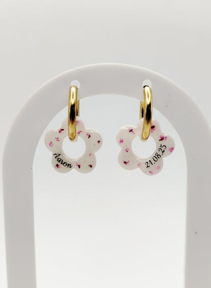 Créoles fleurs interchangeables - Bijoux au lait maternel