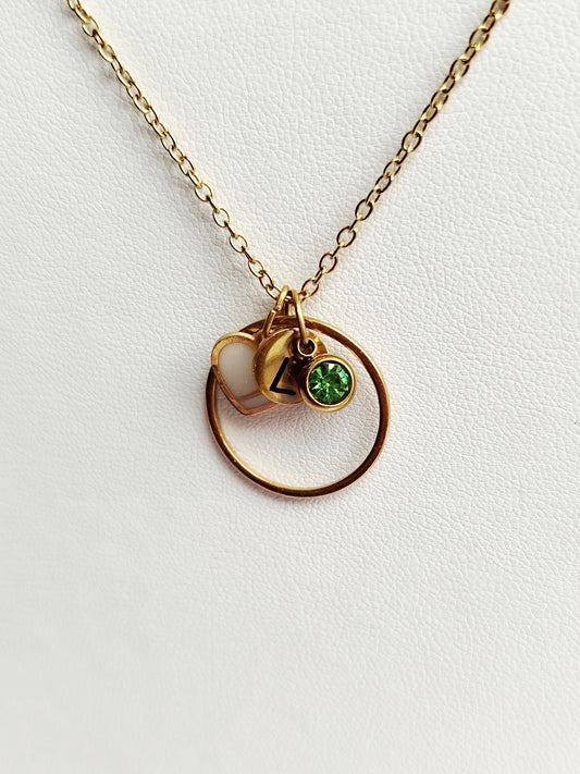 Collier Rond Gravure & Pierres - Lait maternel et/ou mèche de cheveux