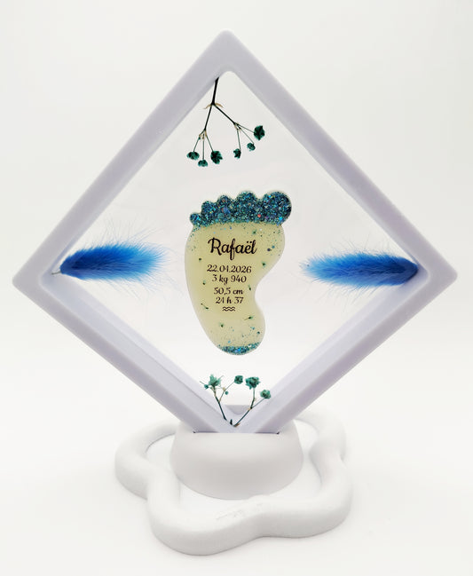 Cadre Pied/Coeur  - Souvenir en Lait maternel