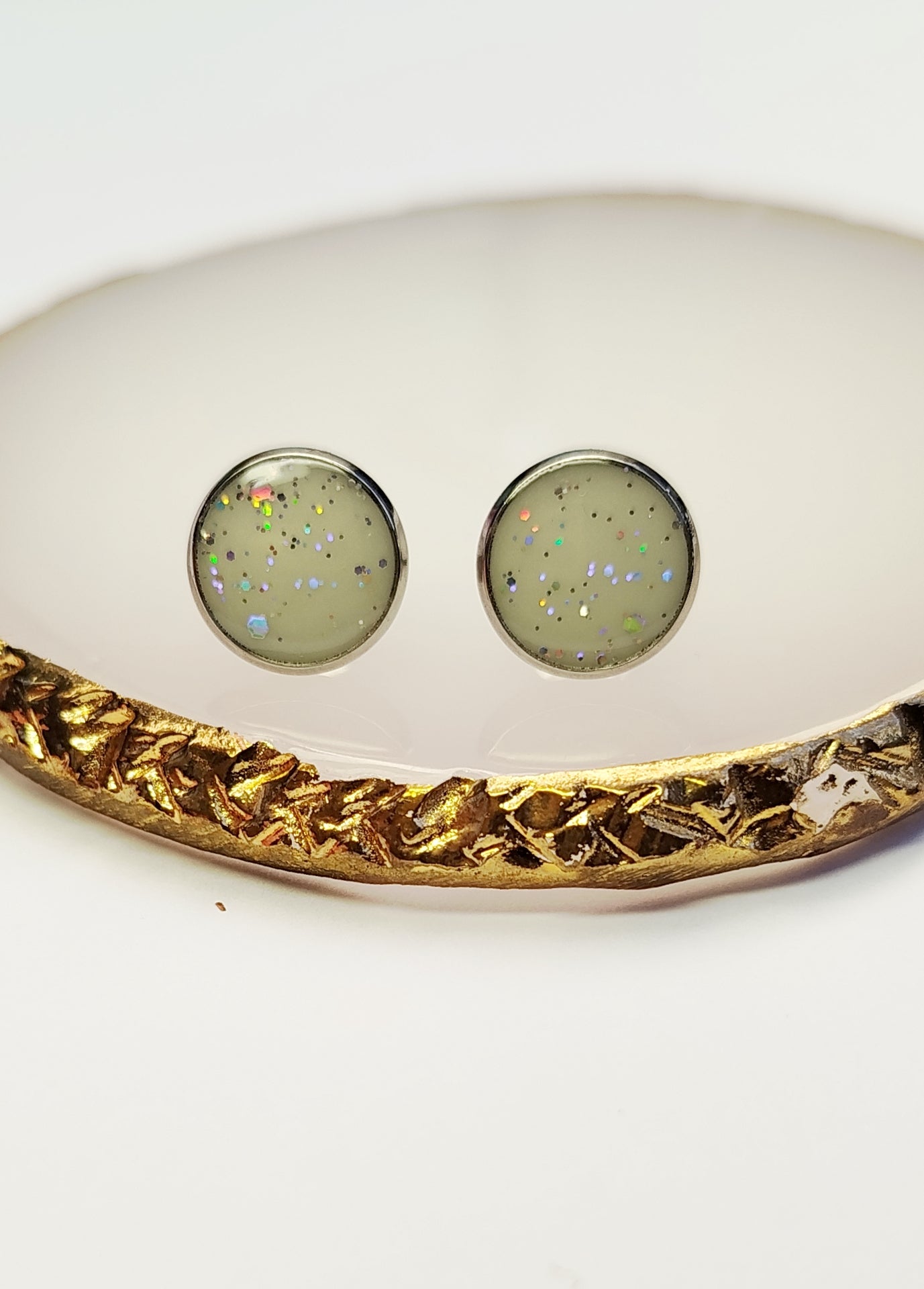 Boucles d'oreilles rondes - Lait maternel Et/ou Mèche de Cheveux