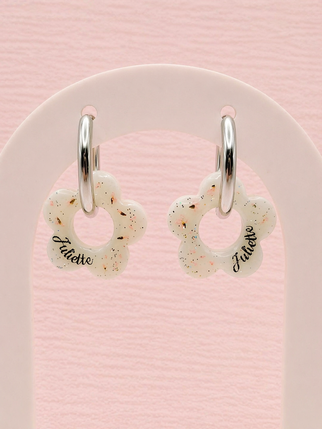 Créoles fleurs interchangeables - Bijoux au lait maternel