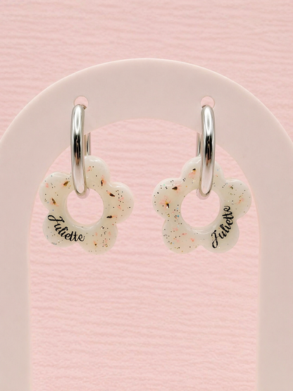 Créoles fleurs interchangeables - Bijoux au lait maternel