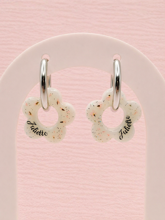 Créoles fleurs interchangeables - Bijoux au lait maternel