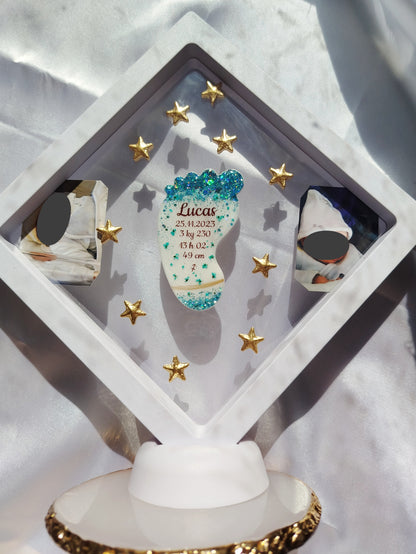 Cadre Pied ou Coeur  - Lait maternel et/ou mèche de cheveux