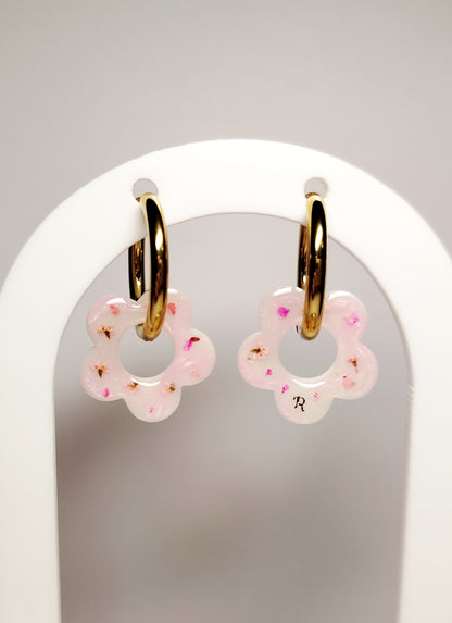 Créoles fleurs interchangeables - Bijoux au lait maternel
