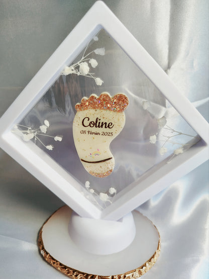 Cadre Pied ou Coeur  - Lait maternel et/ou mèche de cheveux