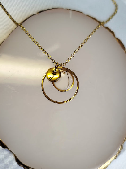 Collier Rond Gravure & Pierres - Lait maternel et/ou mèche de cheveux