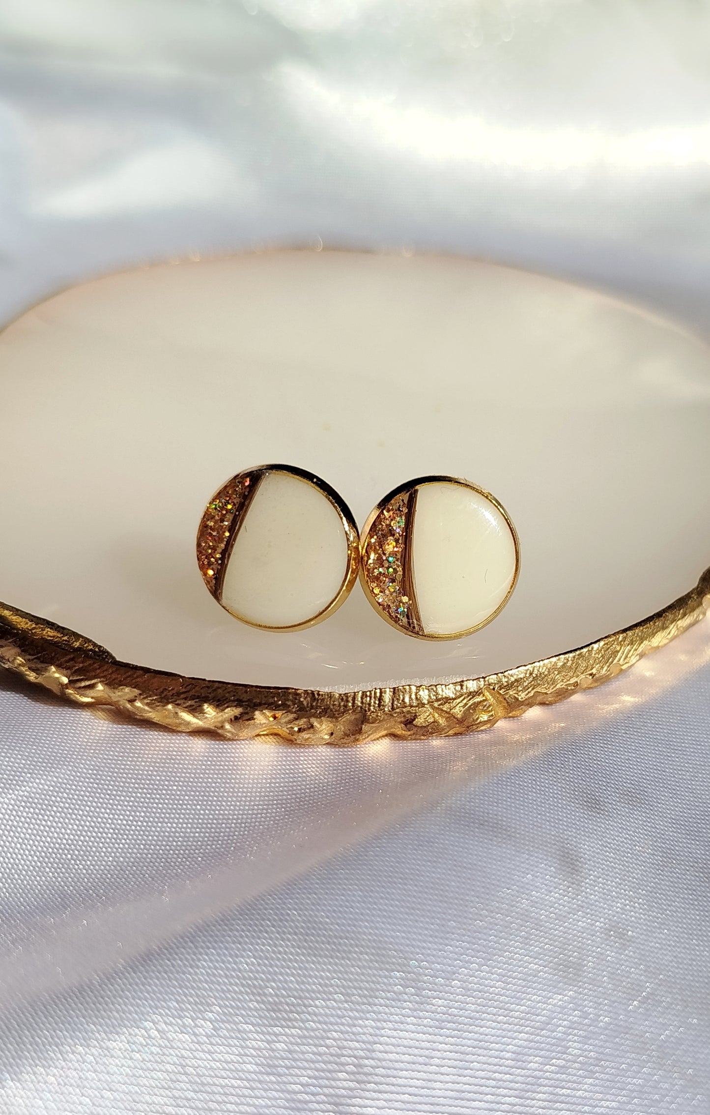 Boucles d'oreilles rondes - Lait maternel Et/ou Mèche de Cheveux