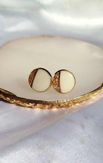 Boucles d'oreilles rondes - Lait maternel Et/ou Mèche de Cheveux